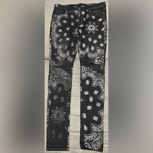 SOLD SOLD SOLD SOLD Amiri Flocked Bandana Designer Distressed Jeans Aged Black
